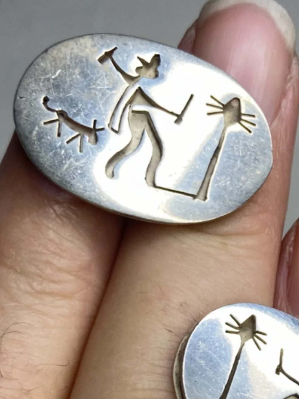 Vintage Mexican Taxco Silver Agave / Jimador / Tequila Harvester Cufflinks